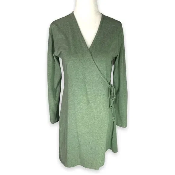 wrap dress sage green Wrap Tie Satin Bridesmaid Dress main image 1